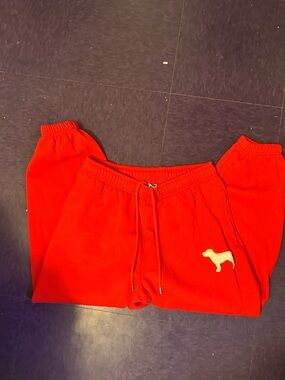 PINK Victoria's Secret Red Kids Sweatpants with Dog Patch
